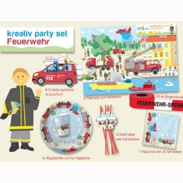Party-Set, Feuerwehr-Motiv, 51 Teile, Kindergeburtstagsdeko - 1
