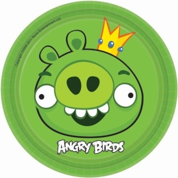Party-Teller: kleine grüne Pappteller, Motiv „Angry Birds“, 18 cm, 8 Stück - 1