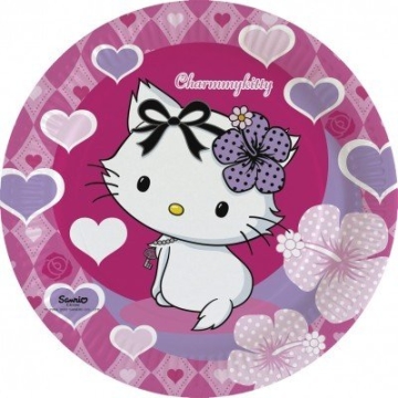 Party-Teller: Pappteller, Charmmy Kitty mit Herzen, 23 cm Durchmesser, 8er-Pack - 1