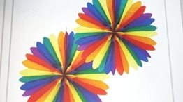 Partyfächer, 50 cm, Regenbogenfarben - 1