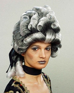 Perücke: Damen-Perücke „Madame de Vamp“, Barock/Rokoko, grau-schwarz - 1