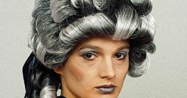 Perücke: Damen-Perücke „Madame de Vamp“, Barock/Rokoko, grau-schwarz - 1