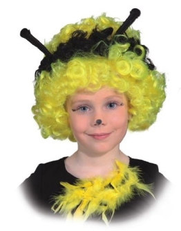 Perücke: Kinderperücke Bienchen, gelb-schwarze Locken mit Fühlern, Kindergröße - 1