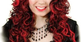 Perücke: lang gelockte rot-schwarze Haare (Emily) für Hexen-Kostüme - 1