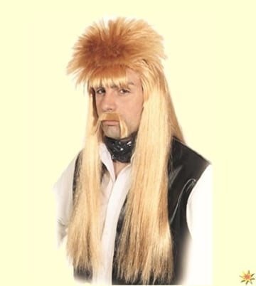 Perücke „Manni“ mit Bart, extremer Vokuhila-Schnitt, lang, blond - 1