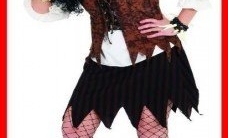 Pirate Woman braun : Rock, Bluse, Weste und Tuch - 1