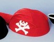 Piraten-Kostüm: Piratenkappe, rot, weißer Totenkopf, Kinder-Einheitsgröße - 1