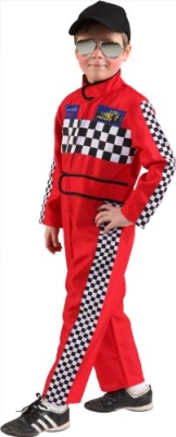 Rennfahrer-Kostüm: Overall, rot, verschiedene Kindergrößen - 1