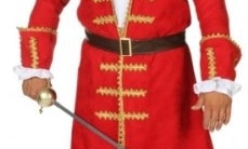 roter Piratenmantel mit Gürtel, Jabot und Hut - 1