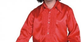 rotes Satin-Rüschenhemd - 1