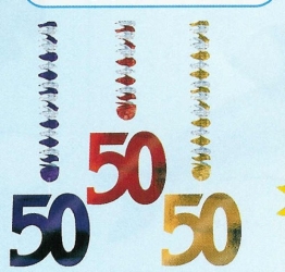 Rotorspirale, Zahl 50, verschiedene Farben, 75 cm, 3er-Pack - 1