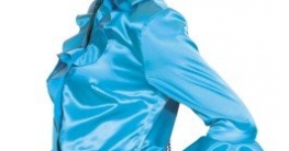 Satin-Rüschenbluse türkis - 1