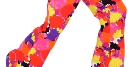 Schlaghose mit Hosentasche pink-bunt mit Blumen - 1
