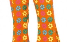 Schlaghose orange mit Blumen - 1