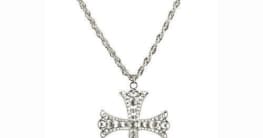 Schmuck: Kette, Kreuz mit Steinen, silber - 1