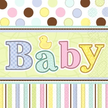 Servietten, bunt mit Baby-Schriftzug, 33 x 33 cm, 36er-Pack - 2
