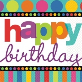 Servietten: Party-Servietten, „Dots & Stripes“, Happy Birthday, 33 x 33 cm, 16 Stück - 1