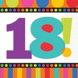 Servietten: Party-Servietten, „Dots & Stripes“, Zahl 18, 33 x 33 cm, 16er-Pack - 1