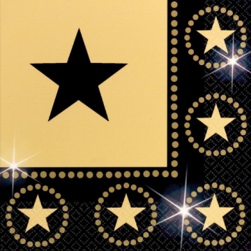 Servietten: Party-Servietten, „Hollywood Sterne“, 33 x 33 cm, 16 Stück - 1