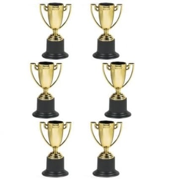 Siegerpokal: Mini-Pokal, Kunststoff, 10 cm, 6 Stück - 1