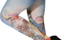 Strumpfhose „Wild Rose,“ buntes Rosenmuster - 1