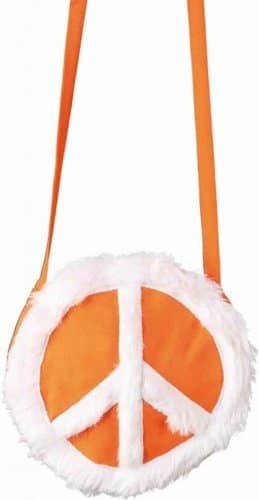 Tasche: Peace-Tasche, orange mit weißem Friedenssymbol - 1