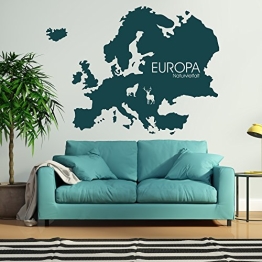 Wandtattoo Europa Kontinent Wanddekoration Naturvielfalt Wanddesign Wand Tattoo Dekoration Design ca. 60 x 44 cm grau - 1