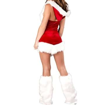 West See Damen Weihnachtskostüm mit Kapuze Weihnachtsfrau Dessous Reizvolle Weihnachtsmann Santa für die Weihnachtsfeier oder Party (Rot 2) - 