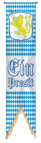 Wimpel: Riesen-Wimpel „Ein Prosit“, weiß-blaue Rauten, 40 x 180 cm - 1